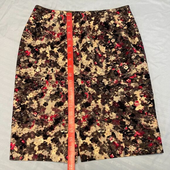 Talbots Woven Skirt Fall Floral Abstract Watercolor Lined Mini Chic Petite 2P - Picture 10 of 10